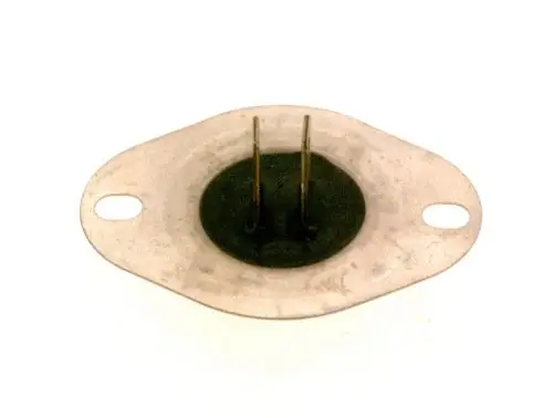 BOSCH Brennersensor mit zwei Anschlussstiften und ovaler Metallbasis. Die Sensoroberfläche ist aus schwarzem und silbernem Material gefertigt.